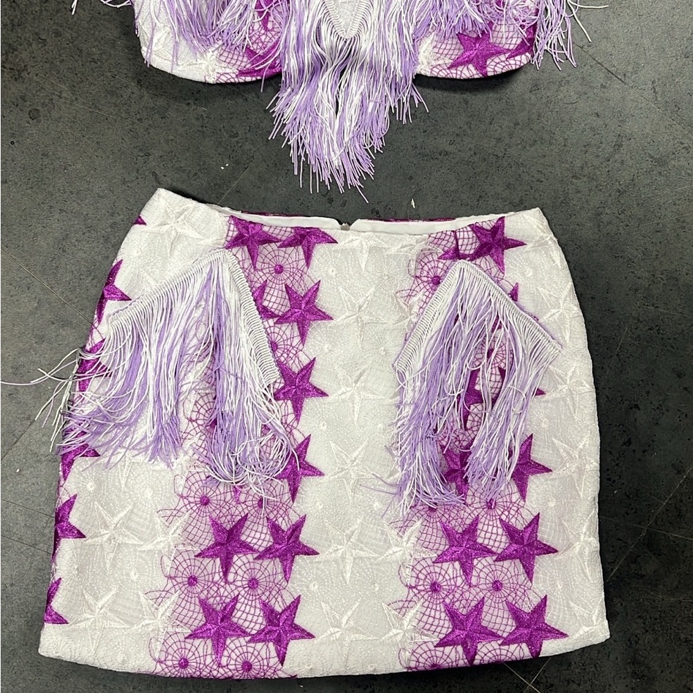 Modemwah Purple Star Fringe Skirt and top